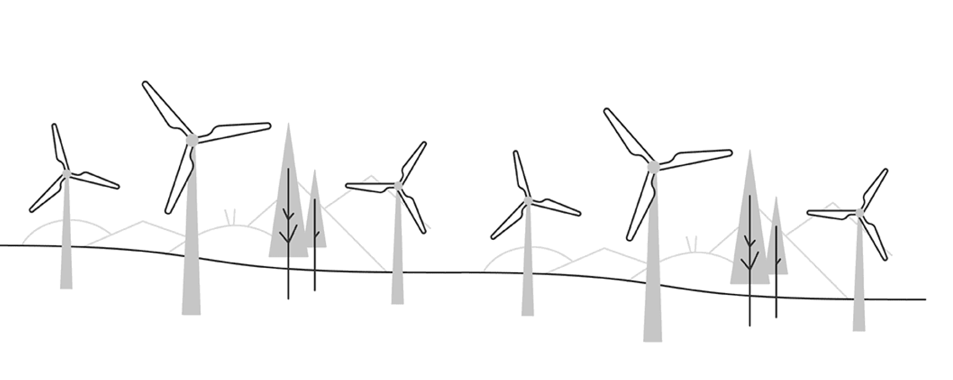 Wind turbines landscape